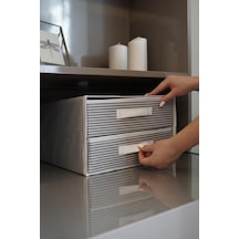 Katlanabilir İki Çekmeceli Dolap Çamaşır Organizeri Takı Kutusu Gardrob Kumaş Düzenleyici 31x30x22cm Çok Renkli
