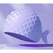 Çocuk Silikon Yüzme Şapkası Erkek Kız Su Geçirmez Profesyonel Mavi