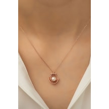 Papatya Silver 925 Ayar İnci Taşlı Deniz Kabuğu Gümüş Kolye