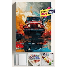 Sayılarla Boyama Seti Numaralı Tuval Fırça Boya Dahil Kasnaklı Set 50x70 Cm - Sisli Cip