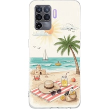 Oppo Reno 5 Lite Uyumlu Sulu Boya Sahil Ve Deniz Manzaralı Baskılı Silikon Kılıf Renkli