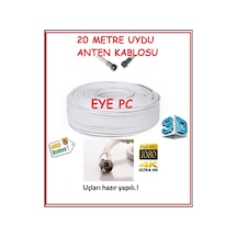 20 Metre Hazır Uçlu Çanak Anten Kablosu Full Hd 4K Destekler