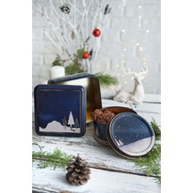 Winter Deer Desenli 2'li Metal Saklama Kabı Seti, 1,9 Lt + 1,1 Lt