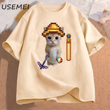 Flood Of Style Stardew Vadisi El Gato T Shirt Erkek Giysileri Streetwear Yüksek Kalite Pamuk Kısa Kollu Oyun Haki