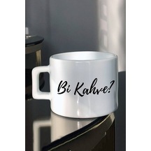 Sade Bi Kahve Tasarımlı Çay - Kahve Fincanı Beyaz