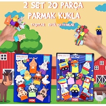 2 Set - 20 Parça Tox Taşıtlar ve Evcil Hayvanlar Parmak Kukla T77
