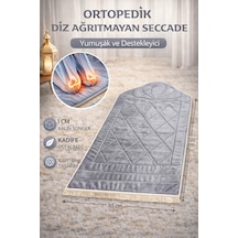 Ortopedik Diz Ağrıtmayan Kapitone Tasarım Hediyelik Çeyizlik Seccade 1cm Sünger 65 120 Ebat Gri