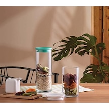 Breakfast Club Yeşil Plastik Kapakli Cam Kavanoz, Şeffaf, 120 Cc 12 Izgara