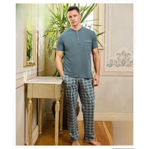 Pijamoni Erkek Düğme Yaka Kısa Kol Pijama Takımı 6850/99 - 1 Adet Yeşil