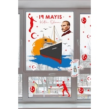 19 Mayıs Bayramı Atatürk Ve Gençlik Tema Cam Pano Duvar Sticker Seti 72 Parça Dev İki Taraflı Baskı Dijital Baskı