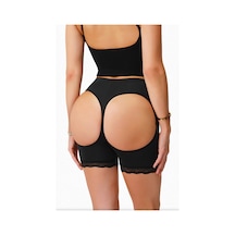 Angbutik Kadın Siyah Pop Up Kalça Kaldırıcı Ve Sekillendirici Dantel Paçalı Şort Külot