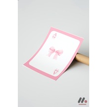 Pembe Kurdeleli As Kartı, Çerçevesiz Yüksek Kalite Duvar Afişi - Motivasyon Hediyesi