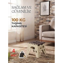 4 Adet Mini Sağlam Dayanıklı Kullanışlı Şık Katlanır Tabure Ma099 Bej 4 Adet