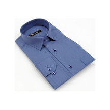Indigo Klasik Kesim Uzun Kol Düz Renk Erkek Gömlek // 150-15 Indigo (345614661) İndigo