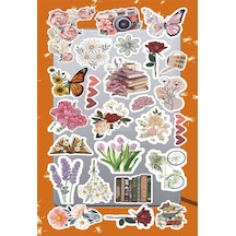 Vintage Aesthetic Flowers Sticker Seti Laptop Ajanda Notebook Tablet Telefon Defter Etiket Bullet Diğer