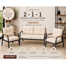 Balkon Ve Bahçe Takımı Cafe Oturma Grubu 2+1+1 Konforlu Lotus Serisi Krem