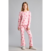 Defacto %100 Pamuk Uzun Kollu Tişört Üst İspanyol Paça Alt 2li Pijama Takımı Kız Çocuk I1880a826aupn69 Pembe-pn69