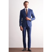 İmza Koyu Lacivert Kırlangıç Yaka Kendinden Desenli Esnek Bel Slim Fit 6 Drop Takım Elbise 1001255168 Koyu Lacivert