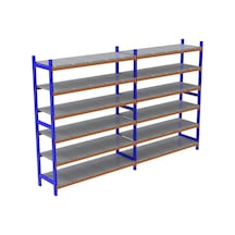 6 Katlı Duble Depo Rafı - 300-350 Kg Taşıma Kapasiteli Hafif Rack Raf 40x150x250 Cm Çok Renkli