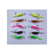 10'lu Set - Yapay Kuyruk Silikon Yem 4.5cm Süper Elastik İğne Ve Kancali