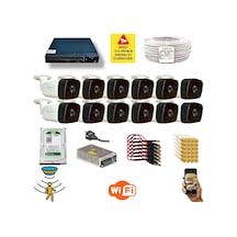 Qromax 12 Kamerali Set - Hareket Algilayan Gece Görüşlü 36 Ir Led 5mp Sony Lensli 1080p Full Hd Metal Kasa Güvenlik Kamerasi Seti 5236