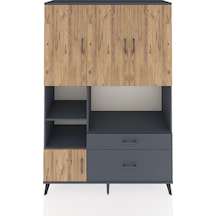 Hyperion Dolap 7 Raflı 2 Çekmeceli 5 Kapaklı 132x44x195 Antrasit-çam/antrasit Atlas Çam/antrasıt