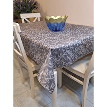 Kumaş Dokulu Tabanı Silikonlu Yıkanabilir Silinebilir Ütülenebilir Kaymaz Dekoratif Masa Örtüsü Brs021 Gri