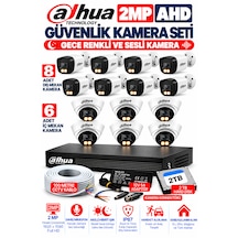 14'lü 2mp Ahd Full Color Renkli Gece Görüş Sesli Kamera Seti