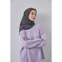 Silk Home Viskon Velora Eşarp Koyu Lacivert Yeşil Bej Çizgili Hafif Dökümlü 90x90 Çok Renkli