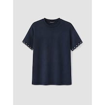 Lcw Comfort Lacivert Soft Touch Taşlı Bluz