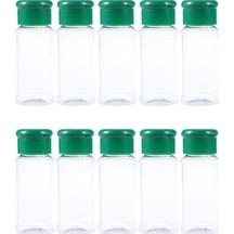 Novahub Yeşil 10 Adet 100 Ml Baharat Dağıtıcı Plastik Baharat Şişesi Depolama Biber Kavanoz Şişesi Yeşil Yeşil
