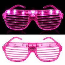 Led - 250 - Işıklı Panjur Parti Gözlüğü Pembe Renk - Edntrend - Shutter Gözlük
