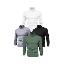 Barlashive Erkek 4 Adet Kaşkorse Boğazlı Full Likralı Fitilli Slimfir Body Çok Renkli