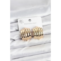 Vintage Model 316l Çelik Gold Renk Kadın Küpe - Çok Renkli