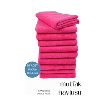 10 Adet Mutfak Havlusu El Yüz Havlusu Fuşya