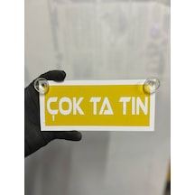 Sarı Renk Üzeri Beyaz Renk Çok Ta Tın Yazılı Vantuzlu Cam Süsü
