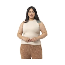 Disentis Büyük Beden Halter Yaka Yarım Balıkçı Fitilli Kaşkorse Bej Body-bej Bej