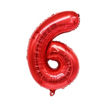 6 Rakam Kırmızı Folyo Balon 34 İnç 76-82 Cm Kırmızı