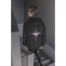 Anime One Piece Ace - Beyaz Sakal Ön - Arka Baskılı Kapşonlu Sweatshirt