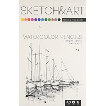 Bruno Visconti "sketch&art" Profesyonel Aquarel Kuru Boya Kalemi. 12 Renk. Metal Kutuda.