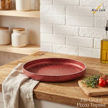 3lü Granit Pizza Tepsisi Seti - Kırmızı Kırmızı
