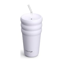 3 Bubble Two-cap Straw Tumbler Çelik Termos 600 Ml Lilac Hint St-245 Açık Bej