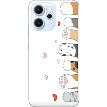 Oppo Reno 14f Uyumlu Kedi Harekatı Patileri Baskılı Silikon Kılıf Renkli