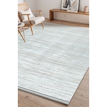 Bambum Soft 1002 Gri Düz Desen Modern Bambu Saten Kaymaz Taban Yıkanabilir Salon Mutfak Halısı Gri - Beyaz