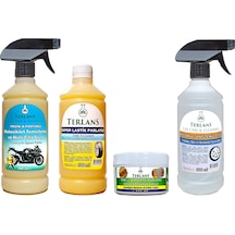 Terlans Motosiklet Temizlik Bakım Seti 4'Lü + Mikrofiber Bez+Sünger