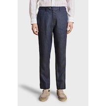 Brooks Brothers %100 Keten Normal Bel Düz Paça Pantolon Erkek Pantolon Bbss26mpt022137 Lacivert