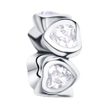 Nur Silver Sıralı Kalpli Gümüş Charm Nur-bl00121