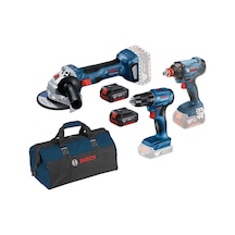 Bosch Gsr 185 + GDX 180 + GWS 180 2x4Ah Akülü Çantalı Vidalama Taşlama Seti - 0615990N3P