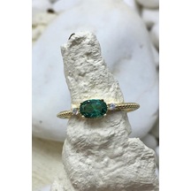 Green Topaz Minimal Yüzük - Ak831