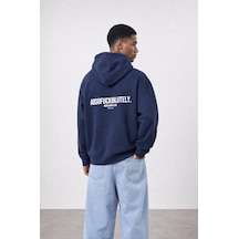 Respire Erkek Absofuckinlutely Baskılı Oversize Hoodie Lacivert
